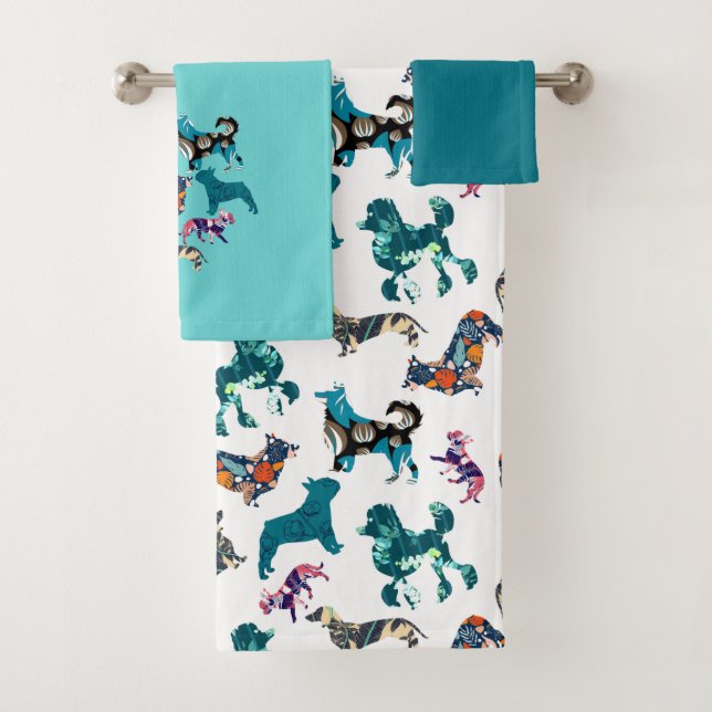 Floral Dogs Bath Towel Set (Insitu)