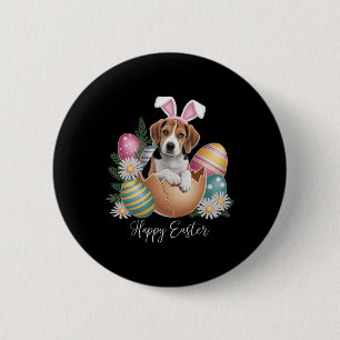Floral Dogs Easter Day Cute Beagle Dog Puppy Happy 2 Inch Round Button