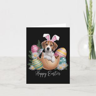 Floral Dogs Easter Day Cute Beagle Dog Puppy Happy Card