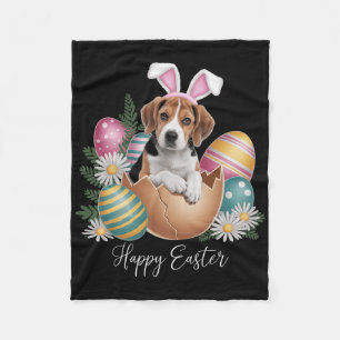 Floral Dogs Easter Day Cute Beagle Dog Puppy Happy Fleece Blanket