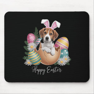 Floral Dogs Easter Day Cute Beagle Dog Puppy Happy Mouse Pad