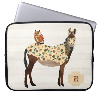 Floral Donkey & Owl Computer Sleeve