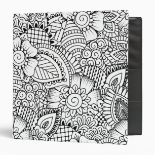 Floral Doodle Pattern Binder