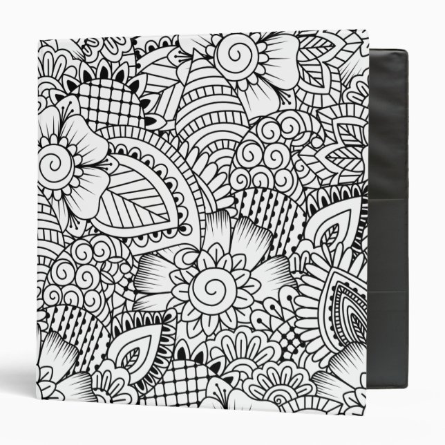 Floral Doodle Pattern Binder (Front/Inside)
