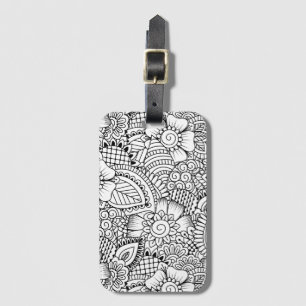 Floral Doodle Pattern Luggage Tag