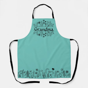 Floral Doodle Personalized All-Over Print Apron