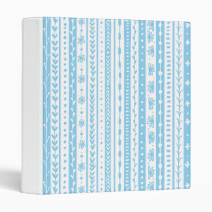 Floral doodle stripes in baby blue and white binder