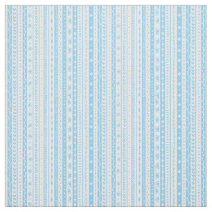 Floral doodle stripes in baby blue and white fabric
