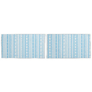 Floral doodle stripes in baby blue and white pillowcase