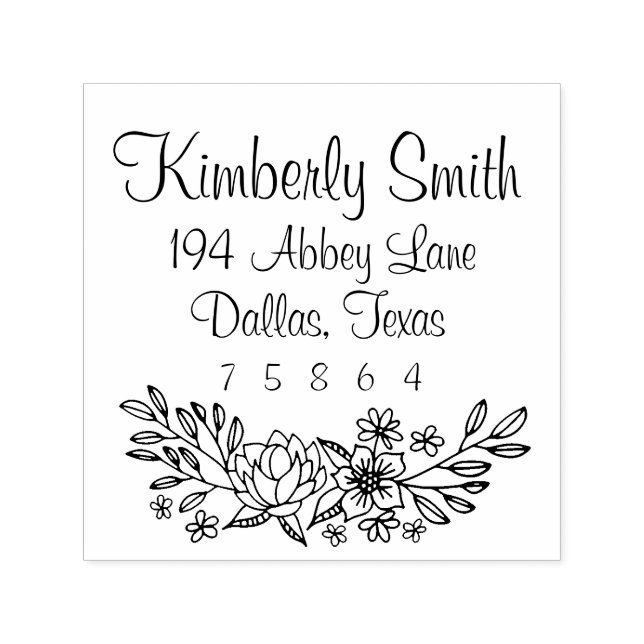Floral Doodles Address Stamp (Design)