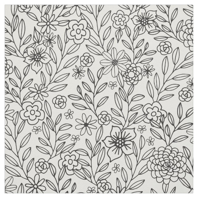 Floral Doodles Colouring Fabric (Swatch)