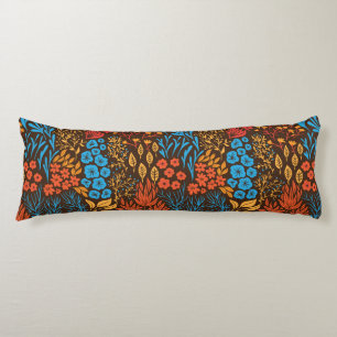 Floral doodles dark body pillow