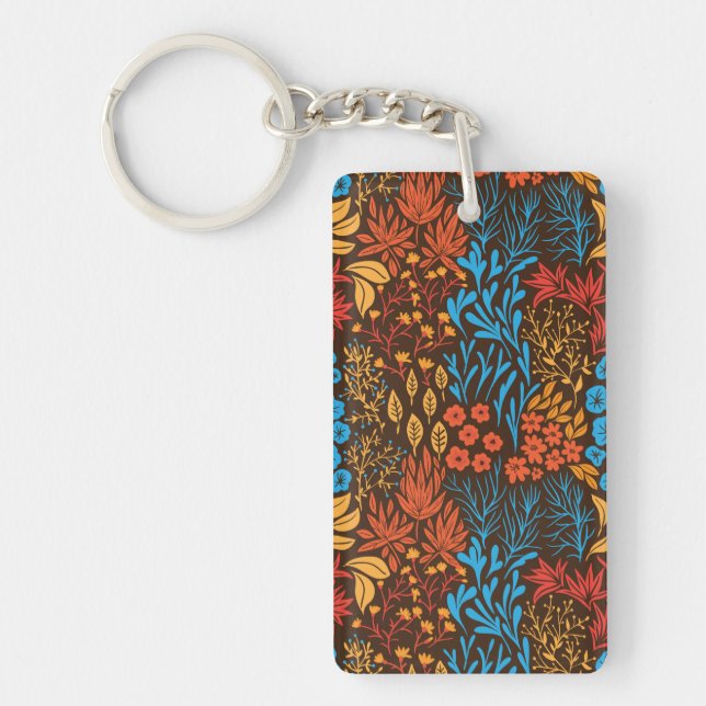 Floral doodles dark keychain (Front)