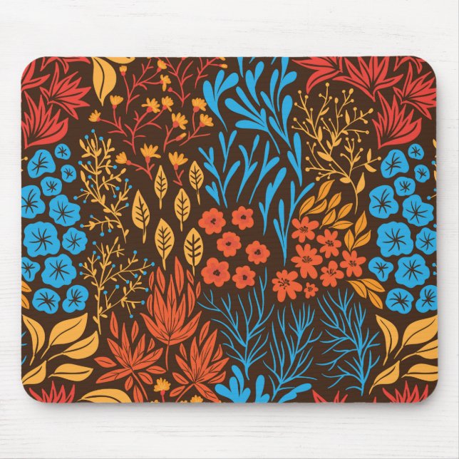 Floral doodles dark mouse pad (Front)
