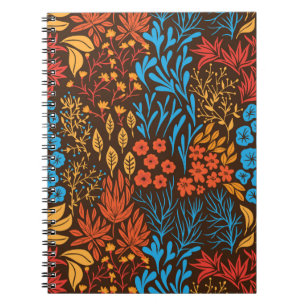 Floral doodles dark notebook