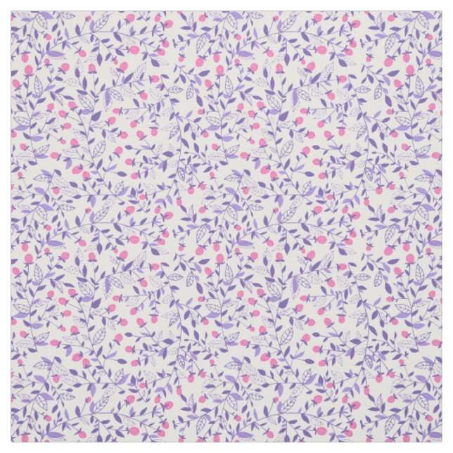 Floral doodles pink and violet fabric (Swatch)