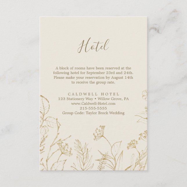 Floral doré | Carte de boîtier de l'hôtel Cream &  (Devant)