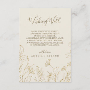 Floral doré   Carte Mariage de crème Wishing Well