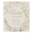 Floral doré | Crème Chevaux Mariages Étiquettes de