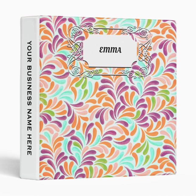 Floral Dot Vintage Geometric Stripe Binder (Front/Spine)