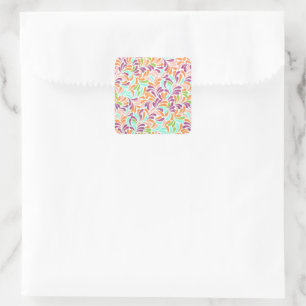 Floral Dot Vintage Geometric Stripe Square Sticker