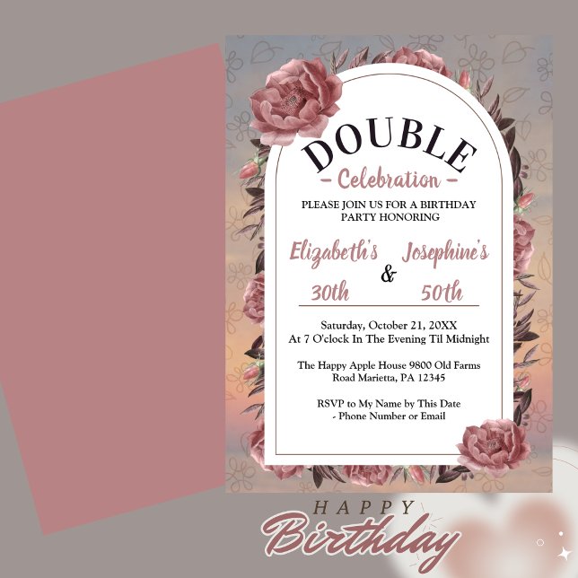 Floral Double Birthday Celebration  Invitation (Creator Uploaded)