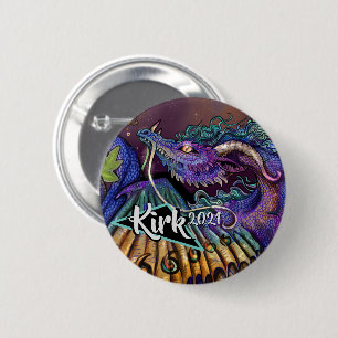 Floral Dragon custom name & year 2 Inch Round Button