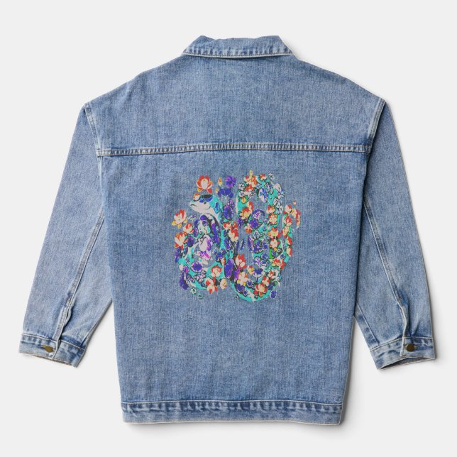 floral dragon denim jacket (Back)