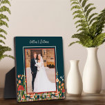 Floral Dragonfly Mushrooms Photo Customized Names  Plaque<br><div class="desc">Fun Modern Floral Wildflower Mushroom Easel Photo Message Plaque– colourful and stylish artwork perfect for couples. These fun personalized photo easel plaques make great keepsakes for family, friends, coworkers, teachers, etc.. The perfect gift for your Valentine. More modern, floral and motivational plaques in my store. Zazzle offers Volume Discounts if...</div>
