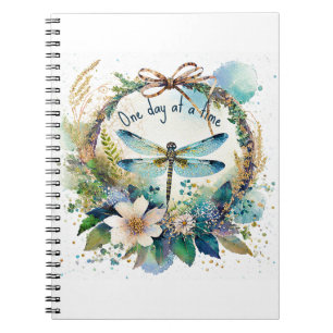 Floral dragonfly One day at a time Notebook