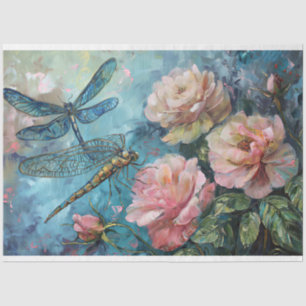 Floral Dragonfly Pastel Ethereal Whimsical  Tissue Paper