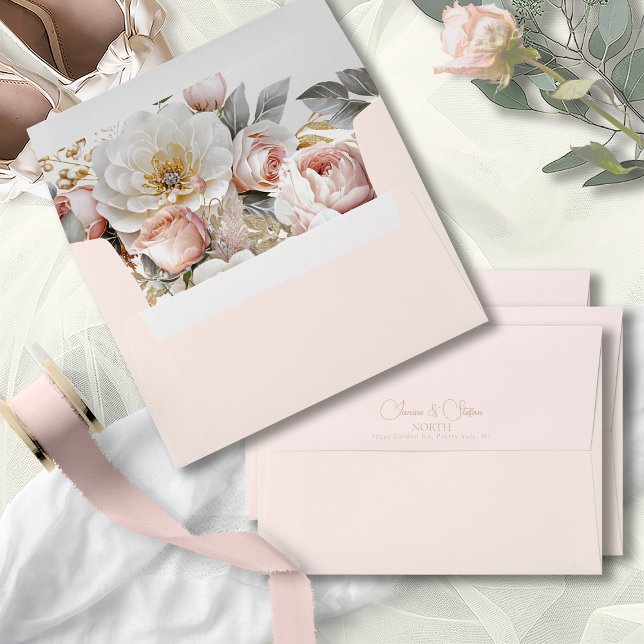 Floral Drama Wedding Blush ID1022 Envelope (Creator Uploaded)