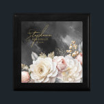 Floral Drama Wedding Bridesmaid Charcoal ID1022 Gift Box<br><div class="desc">This wedding suite with it's lush, dramatic florals from creamy white to blush pink, gold swirl accents and beautiful, charcoal grey watercolor backgrounds, creates an elegant, romantic vibe, giving just a hint of what guests can expect on your big day. This gift box design provides a template to easily add...</div>
