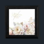 Floral Drama Wedding Bridesmaid White ID1022 Gift Box<br><div class="desc">This wedding suite with it's lush, dramatic florals from creamy white to blush pink, gold swirl accents and beautiful watercolor backgrounds, creates an elegant, romantic vibe, giving just a hint of what guests can expect on your big day. This gift box design provides a template to easily add a name,...</div>