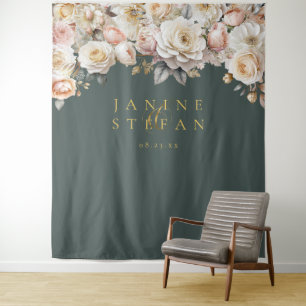 Floral Drama Wedding Green ID1022 Tapestry