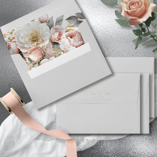 Floral Drama Wedding Soft Grey ID1022 Envelope