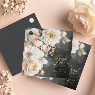 Floral Drama Wedding Thank You Charcoal ID1022 Favour Tags