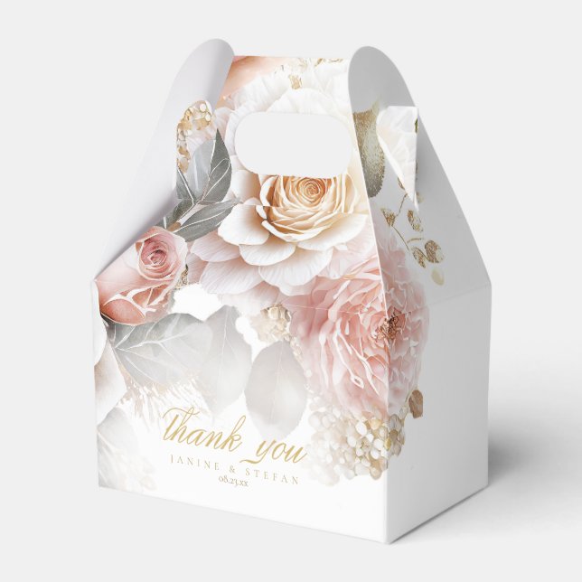 Floral Drama Wedding White ID1022 Favor Box (Front Side)