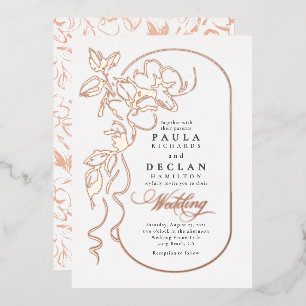 Floral Drawing Elegant Boho Wedding Rose Gold