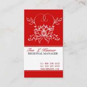Floral Drawing White  Lotus Flower Business Card
