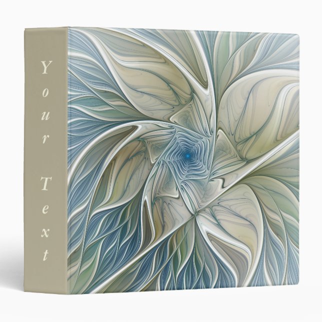 Floral Dream Abstract Blue Khaki Fractal Art Text Binder (Front/Spine)