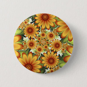 Floral Dream, Modern Abstract Flower Fractal Art 2 Inch Round Button