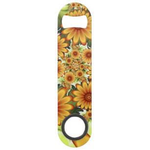 Floral Dream, Modern Abstract Flower Fractal Art Bar Key