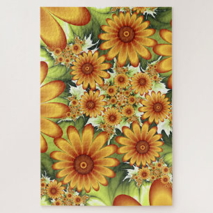 Floral Dream, Modern Abstract Flower Fractal Art Jigsaw Puzzle