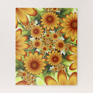 Floral Dream, Modern Abstract Flower Fractal Art Jigsaw Puzzle