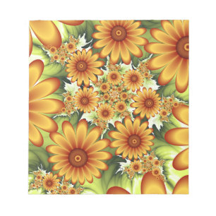 Floral Dream, Modern Abstract Flower Fractal Art Notepad