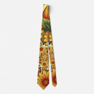 Floral Dream, Modern Abstract Flower Fractal Art Tie