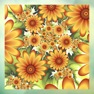 Floral Dream, Modern Abstract Flower Fractal Art Window Cling