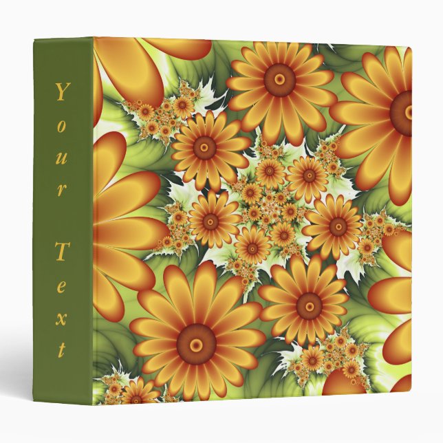 Floral Dream, Modern Abstract Flower Fractal Text Binder (Front/Spine)