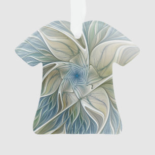 Floral Dream Motif Abstrait Blue Khaki Fractal